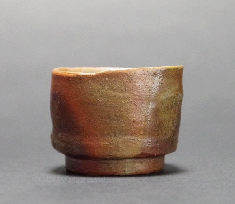 人間国宝　金重陶陽　窯変四方ぐい吞 M341