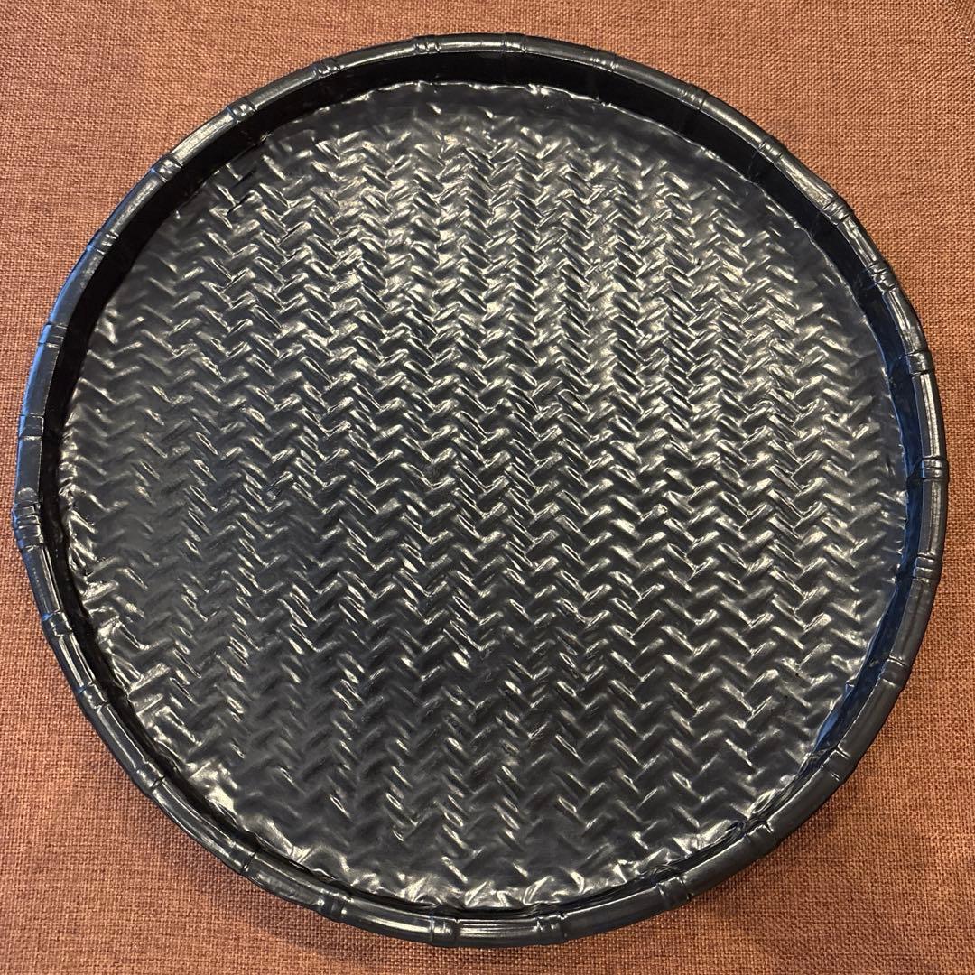 象彦　網代黒塗盆