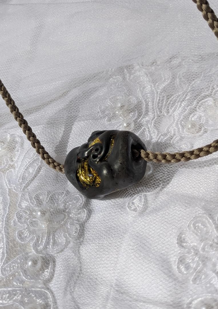 吉田正子トンボ玉（拾玖）　「江戸組み紐」ネックレス　ガラス玉に込めた日本画