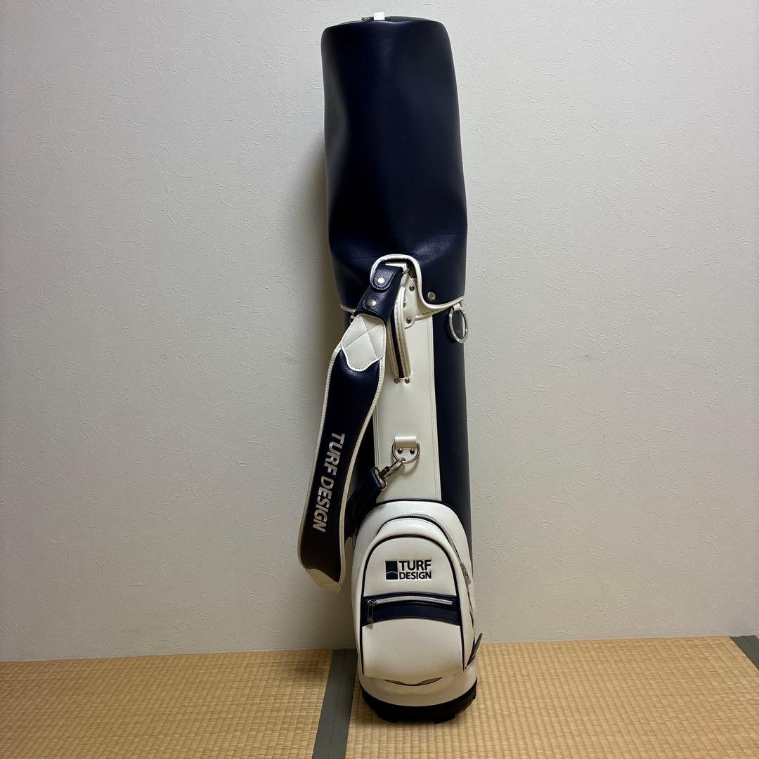 美品 TURF DESIGN キャディバッグ ネイビー/ホワイト　ターフデザイン