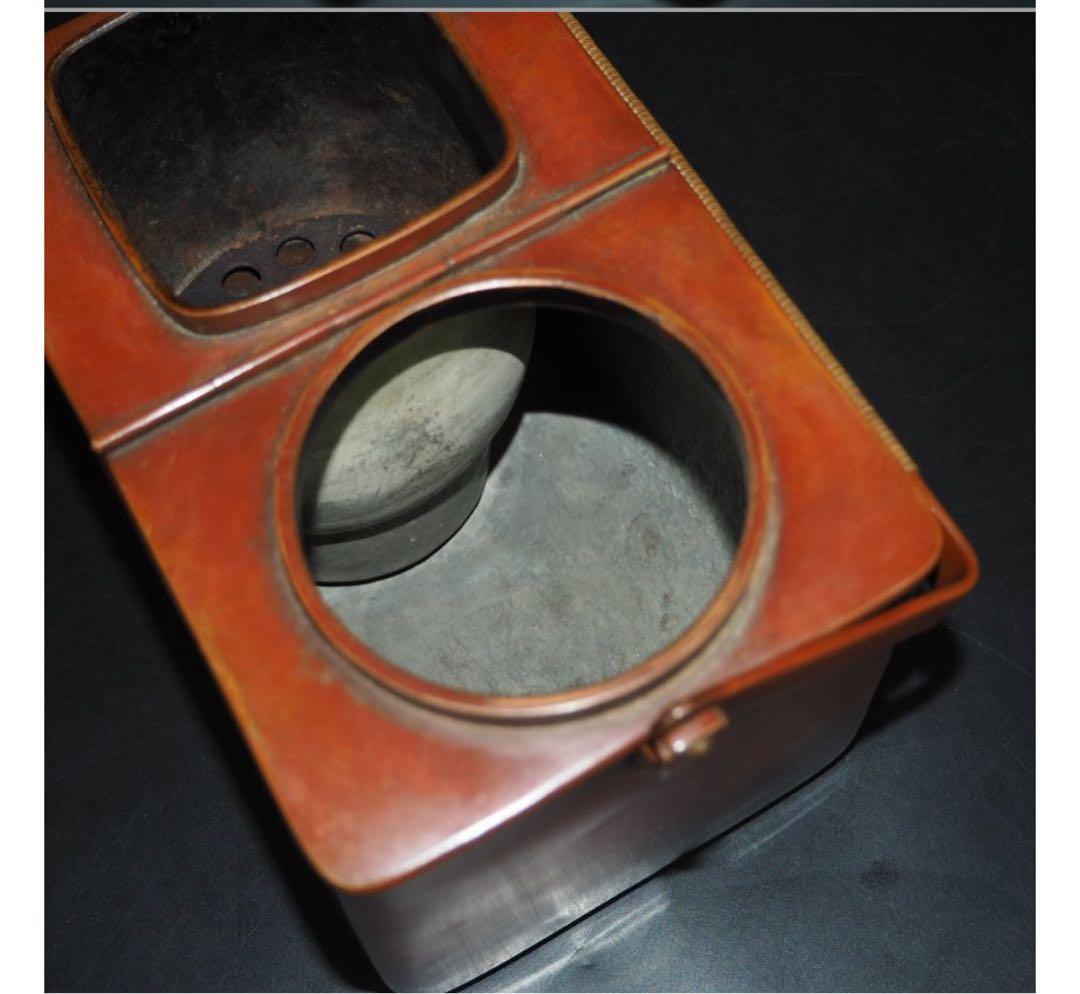 送料無料江戸天保9年道光18年相当京都の名工7代金屋五良三郎造緋毛類銅提炉共箱