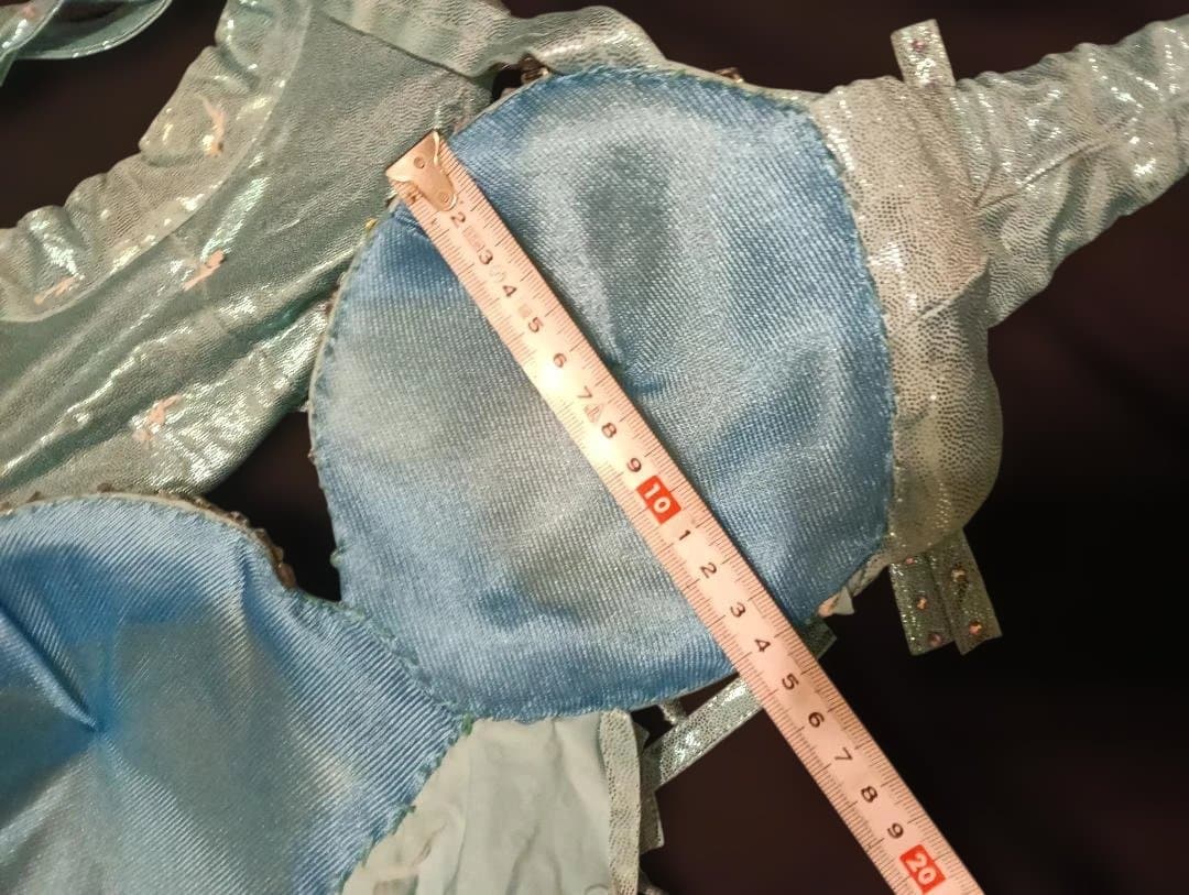 【新品Sale】エジプト製ベリーダンス セットアップ 水色 フリンジ