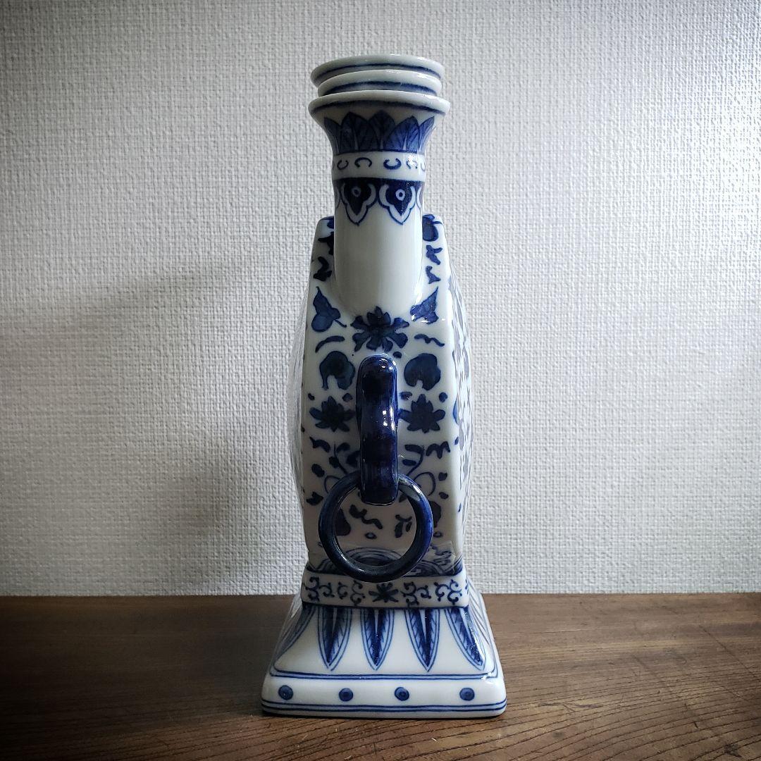 大清乾隆年製 五連多口花瓶 染付 龍紋 中国 花器 花生