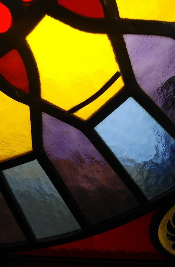 絵付け　ストーンヘンジ　ステンドグラスパネル　高さ約115cm幅約55cm