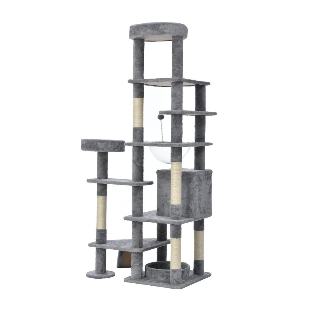 据え置き型 麻紐 爪とぎ 多頭飼い 宇宙船キャットタワー 据え置き型【ベージュ】