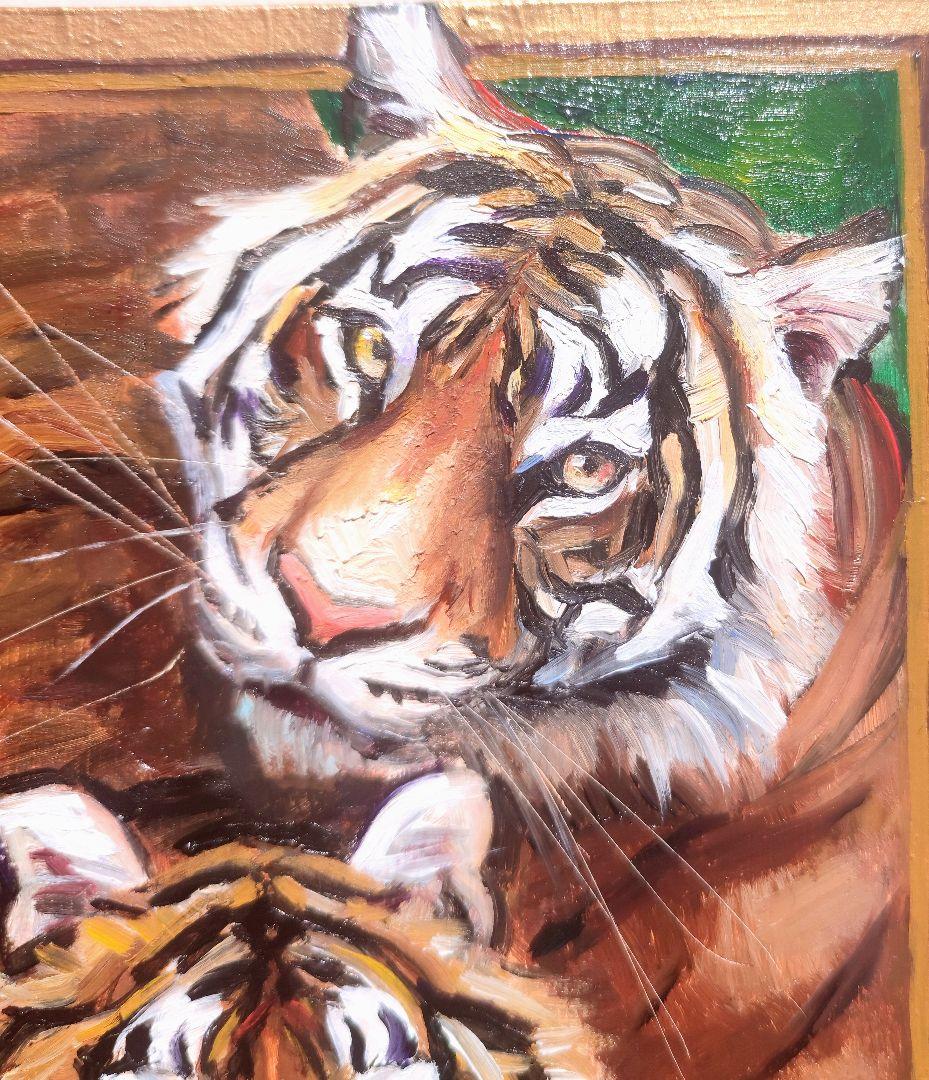 虎　トラ　油絵　オリジナル　油彩画　絵画　原画　手描き