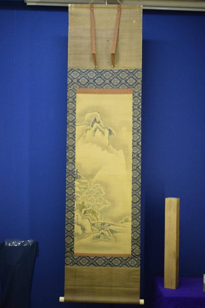 模写/狩野探幽/山水図/布袋屋掛軸HI-317