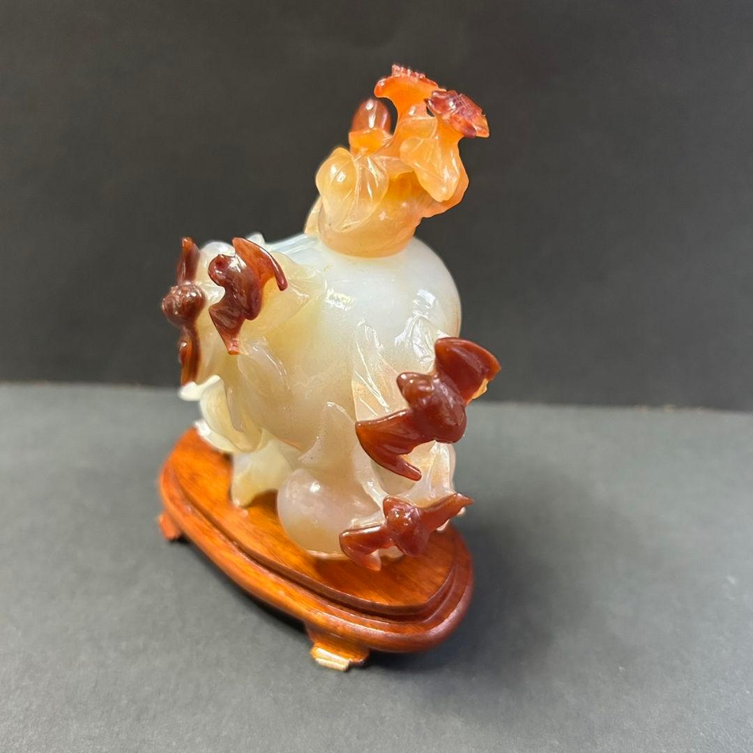 香炉 メノウ 桃とコウモリ