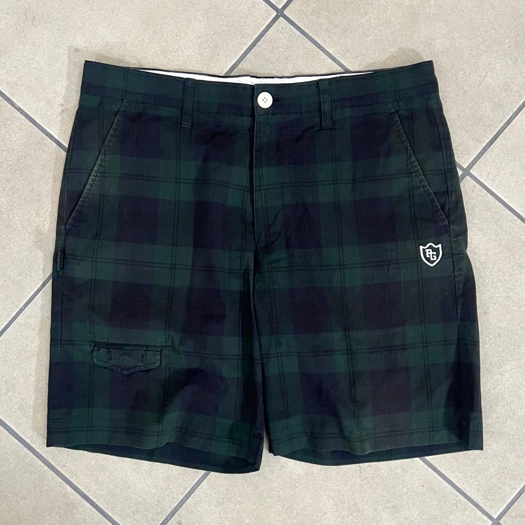 Pearly gates パーリーゲイツ　チェック　ハーフパンツ　メンズ　緑　L