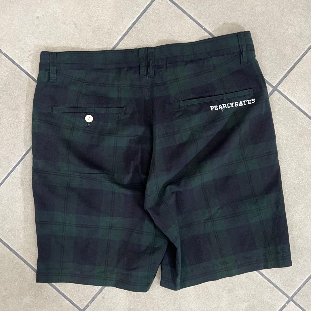 Pearly gates パーリーゲイツ　チェック　ハーフパンツ　メンズ　緑　L