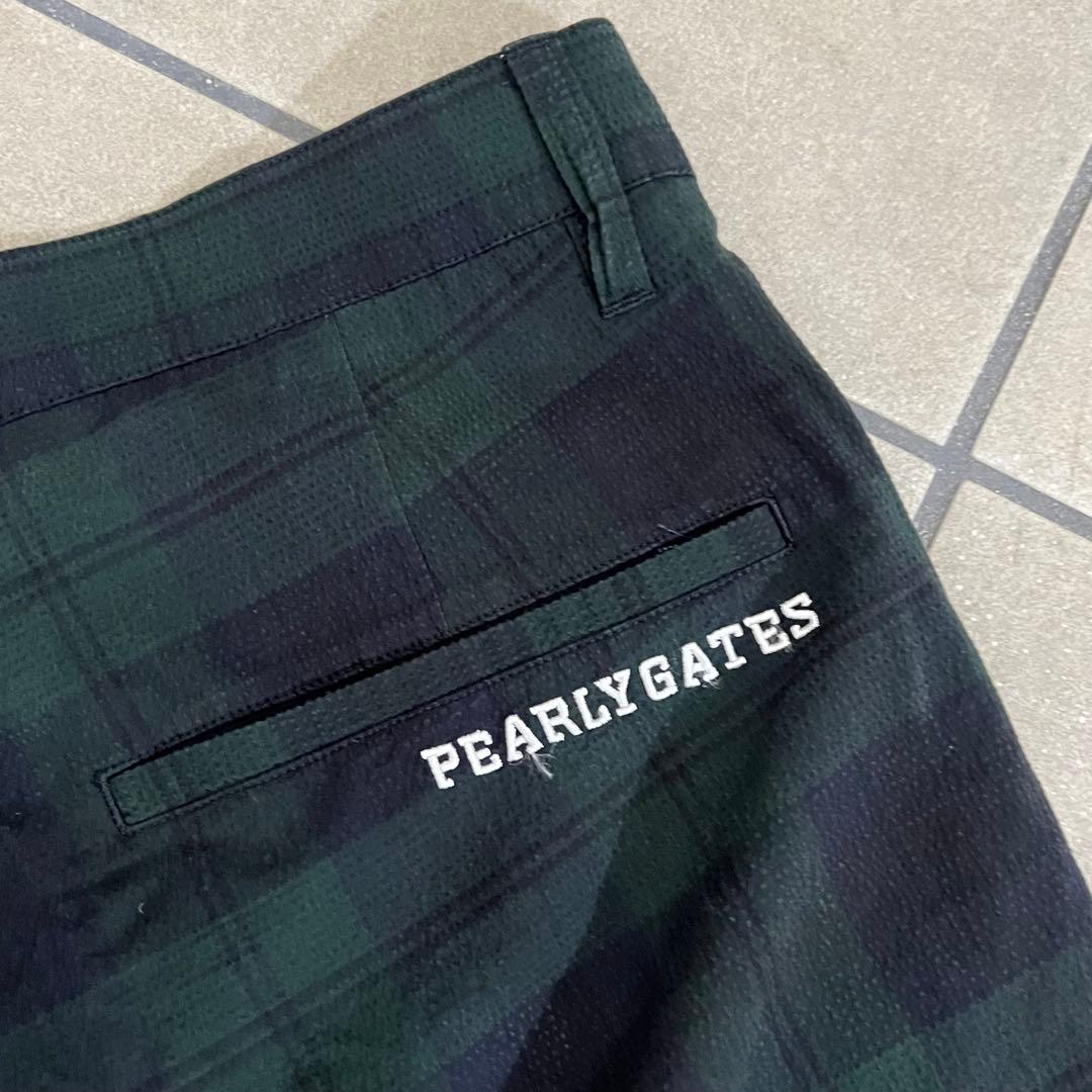 Pearly gates パーリーゲイツ　チェック　ハーフパンツ　メンズ　緑　L