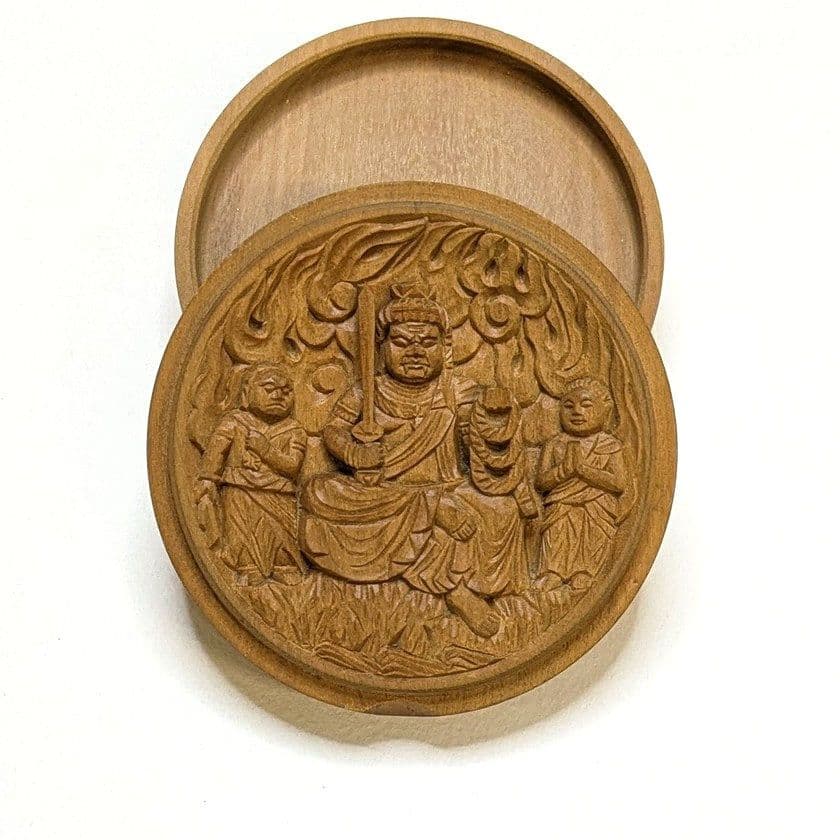 【ゲリラセール・新品】 香合仏　不動明王　白檀　仏龕　懐中仏　不動三尊