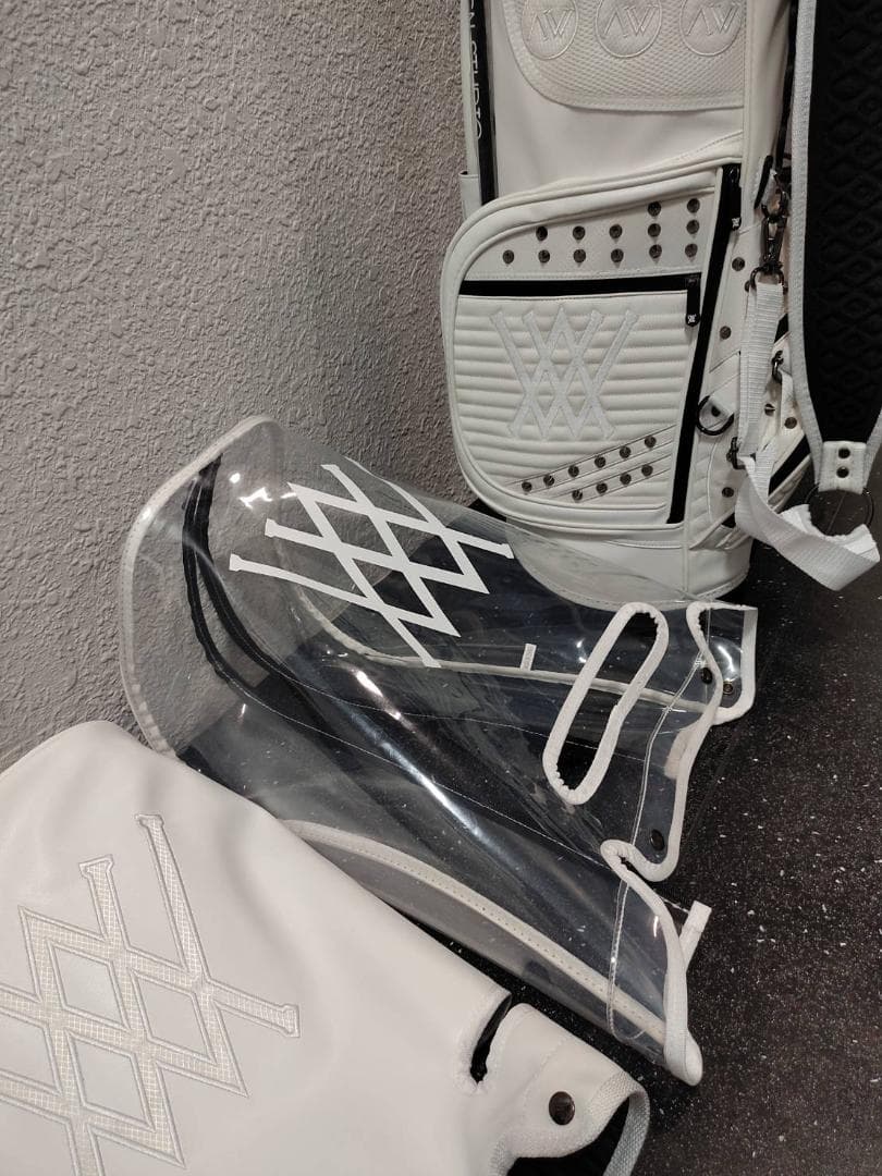 aneｗ アニュー スタッズ スタンドキャディバッグ ホワイト ゴルフバッグ