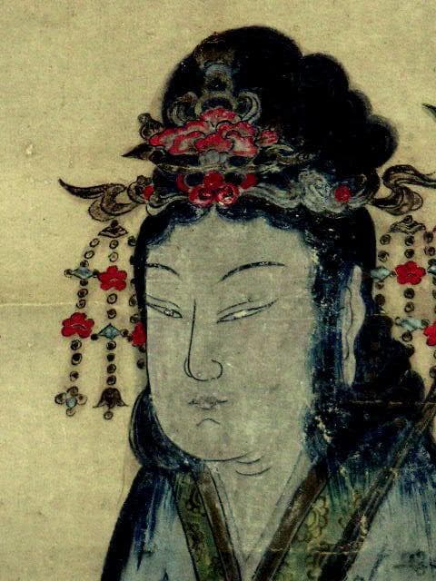 ♥掛軸　 唐土佛法中興　魚籃　観音像　人物　　掛け軸　観音様　骨董品