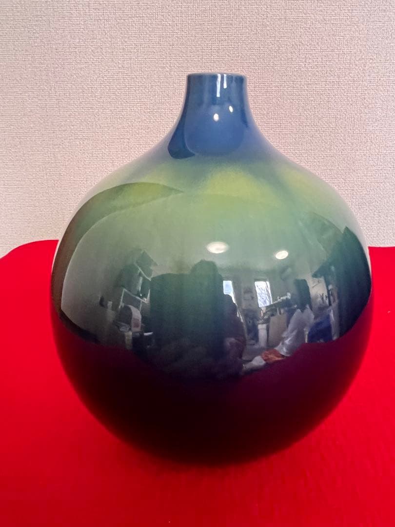 人間国宝 柳雨軒 三代 徳田八十吉 碧明釉 壺 約16.3cm 管理T303