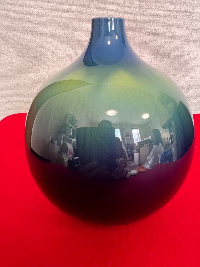 人間国宝 柳雨軒 三代 徳田八十吉 碧明釉 壺 約16.3cm 管理T303