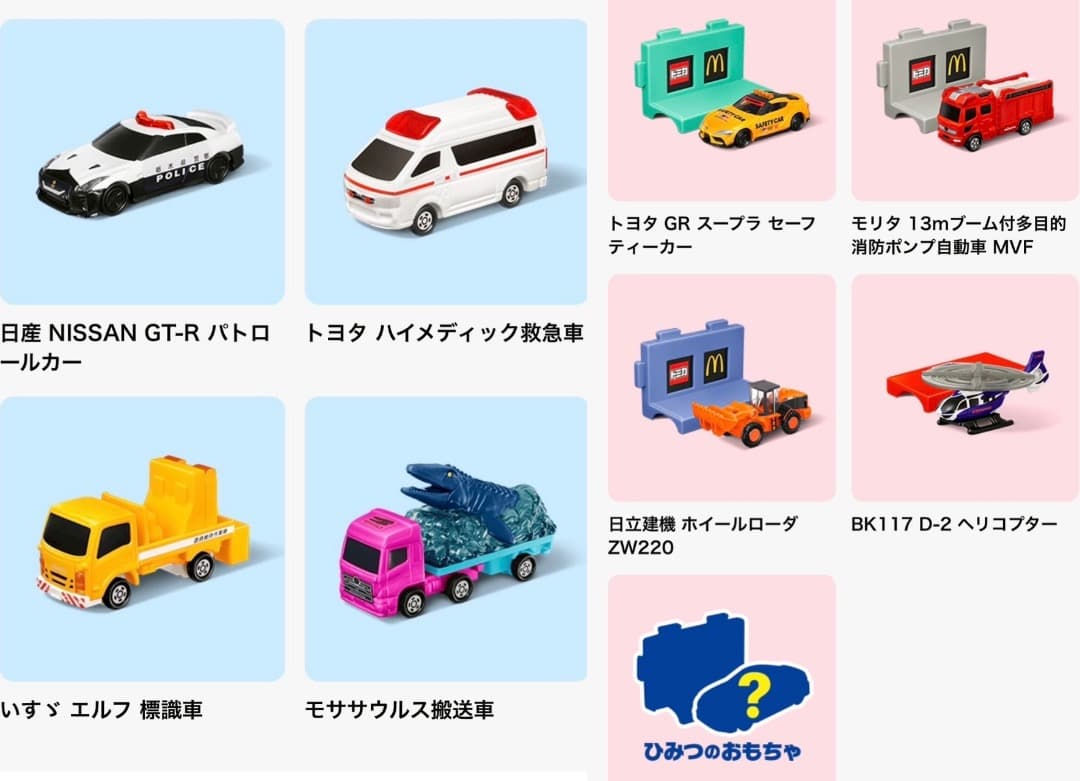 トミカ　ハッピーセット　5年分　全種　コンプリート　セット　ひみつのおもちゃ付き