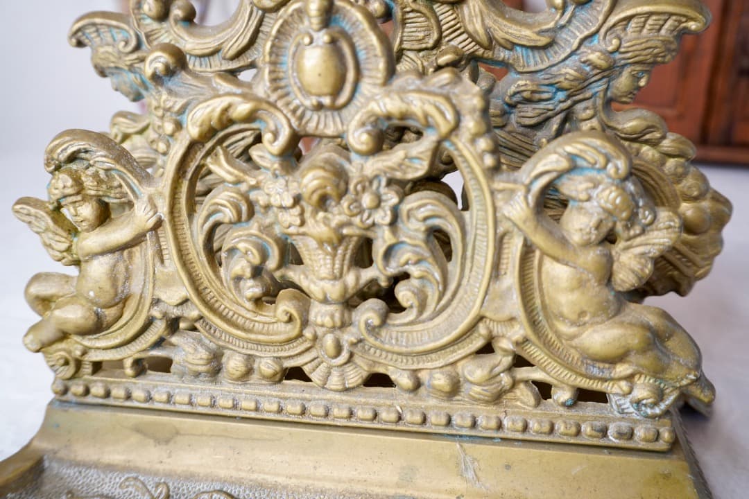 フランス アンティーク 天使と花かごのレタースタンド＆インクウェル