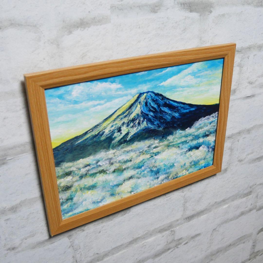 油絵 油彩 油彩画 絵 絵画 【朝の富士山】