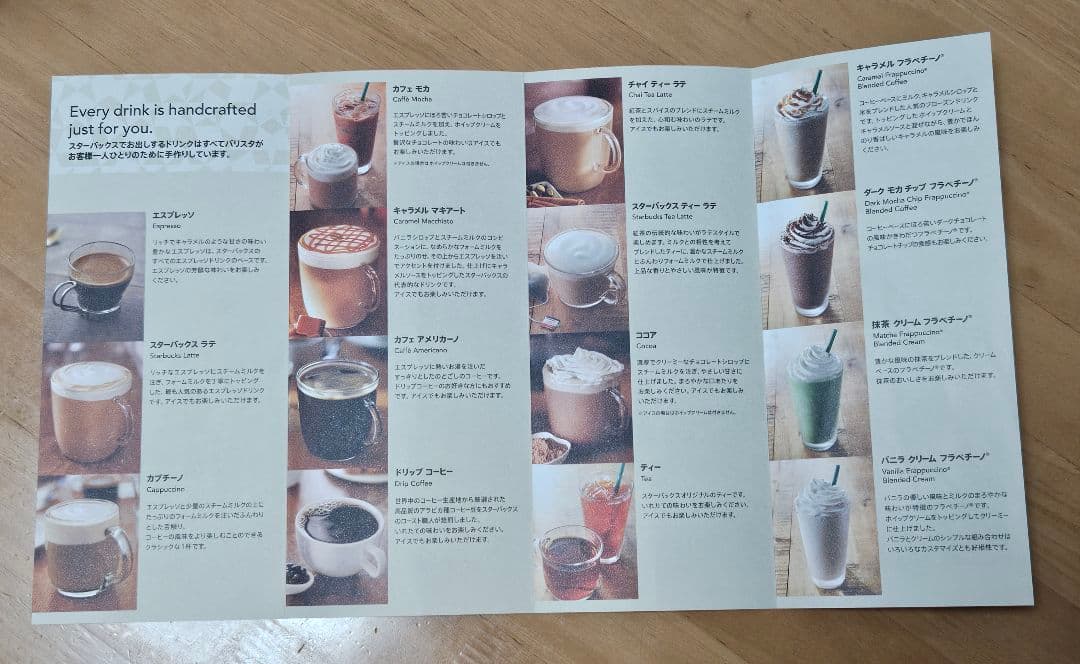 スターバックス　チラシ　コーヒーガイド　メニュー