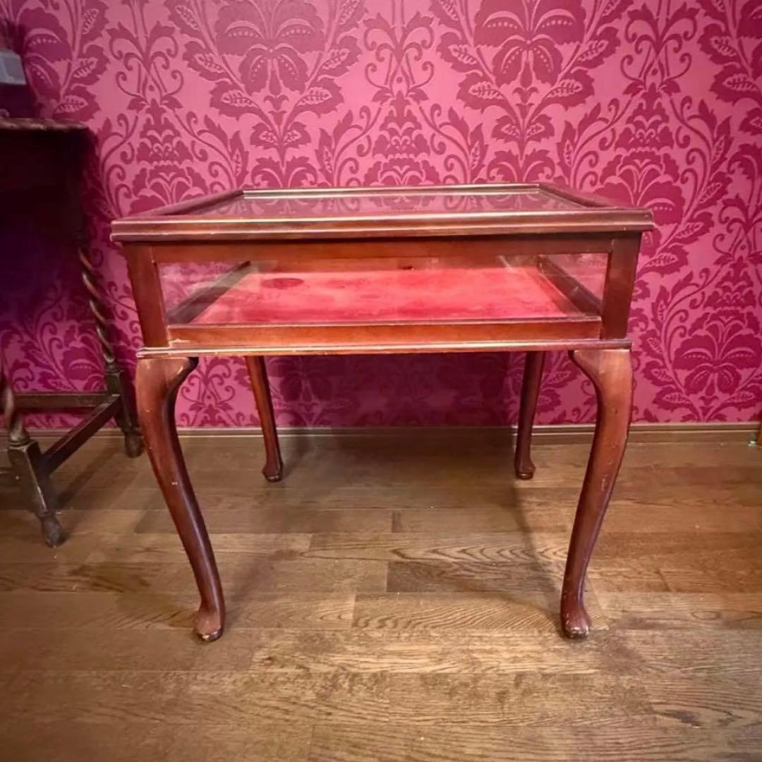 処分価格　木製　ガラス蓋付　ディスプレイテーブル　キャビネット　ショーケース