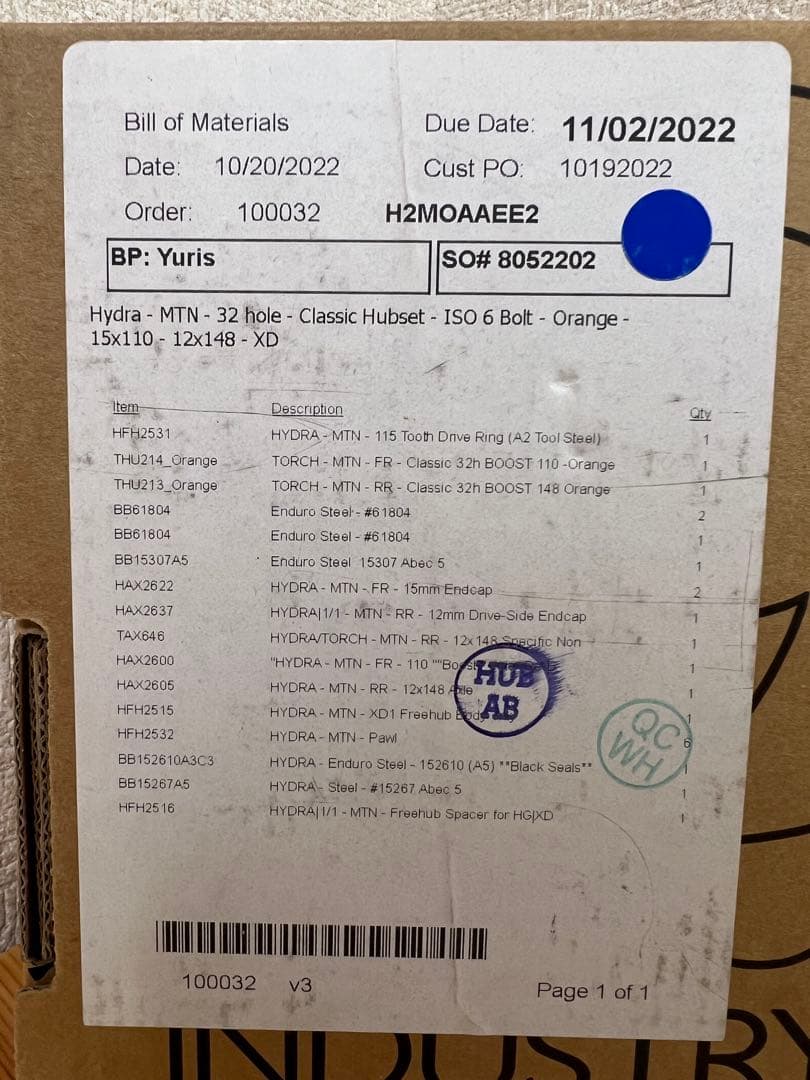 パーツ INDUSTRY NINE MOUNTAIN Hydra Classic 32h