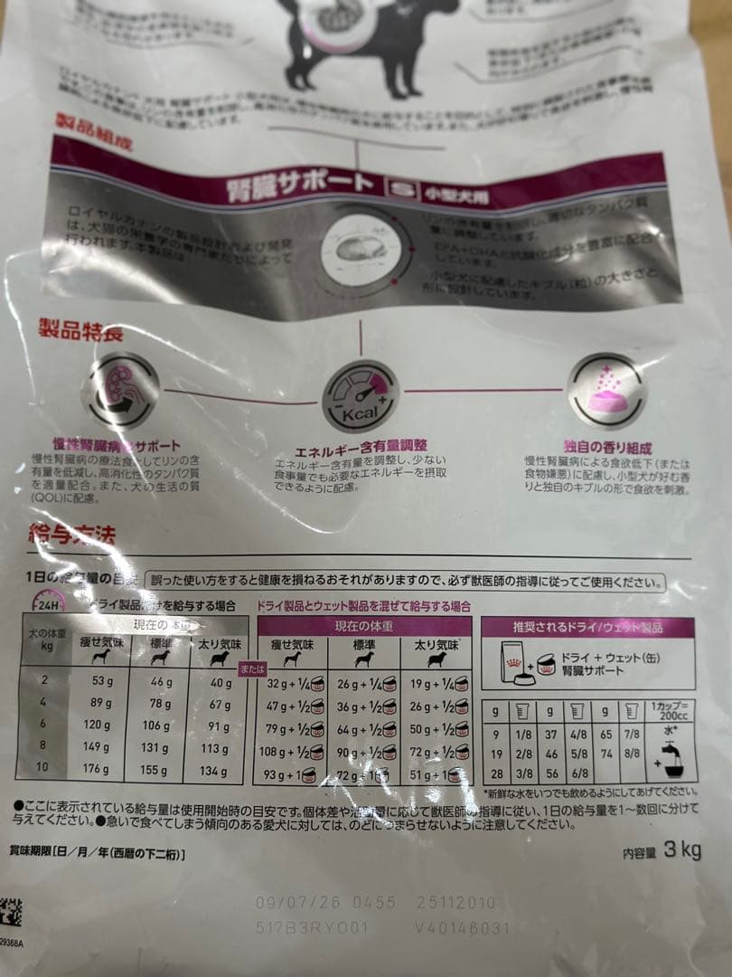 腎臓サポート　小型犬用S 3kg