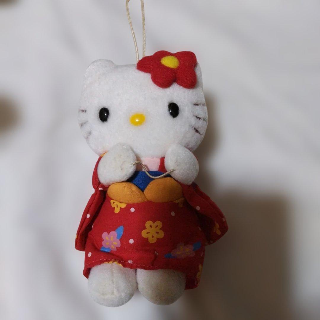 レア Kitty キティ 平成レトロ ぬいぐるみ ストラップ 着物 和服 正月