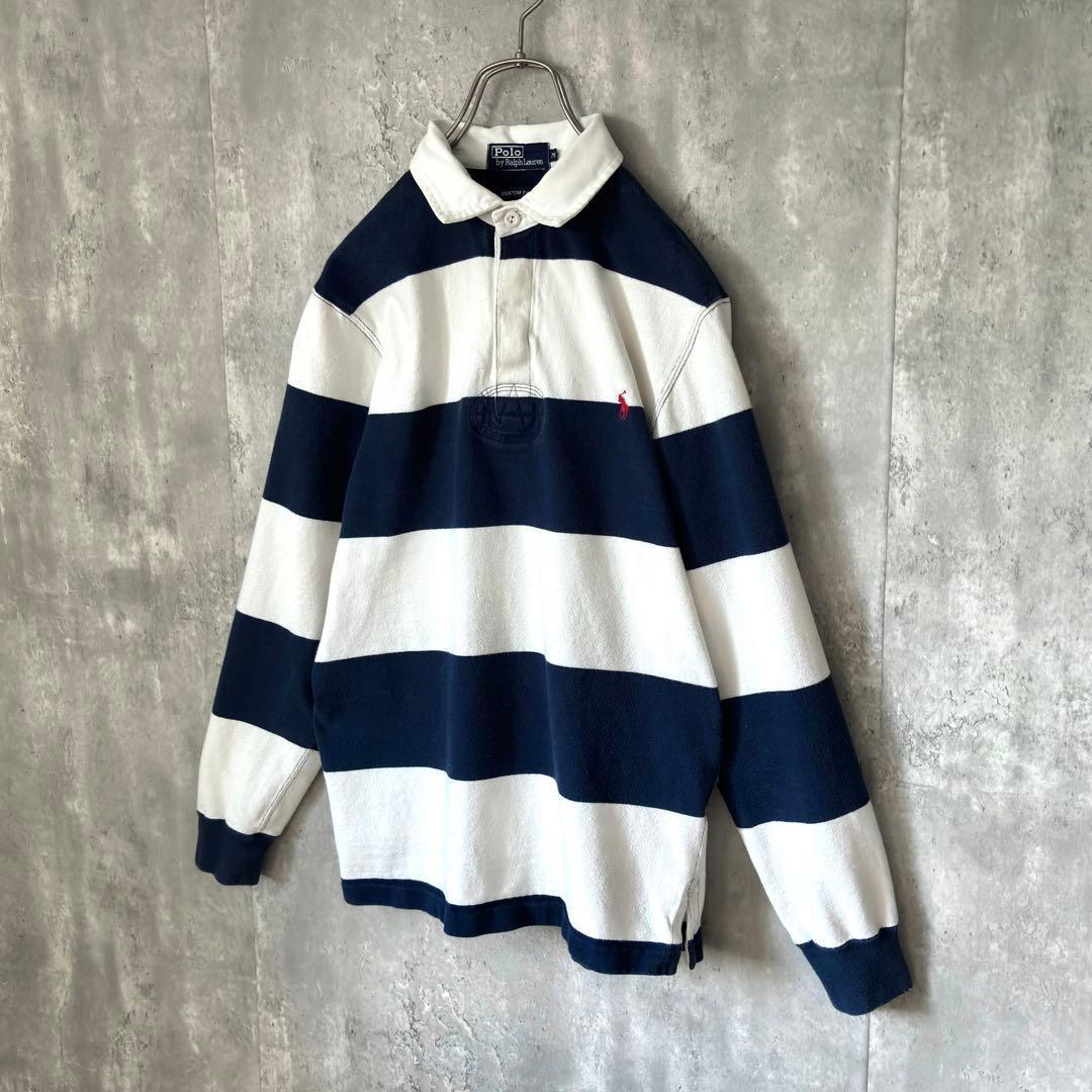 【最高デザイン！】90's ラルフローレン ラガーシャツ 太ボーダー 刺繍ポニー
