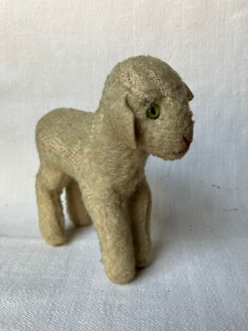 アンティーク 若草色の目をした小羊のぬいぐるみ チェコ プラハ 30s 40s