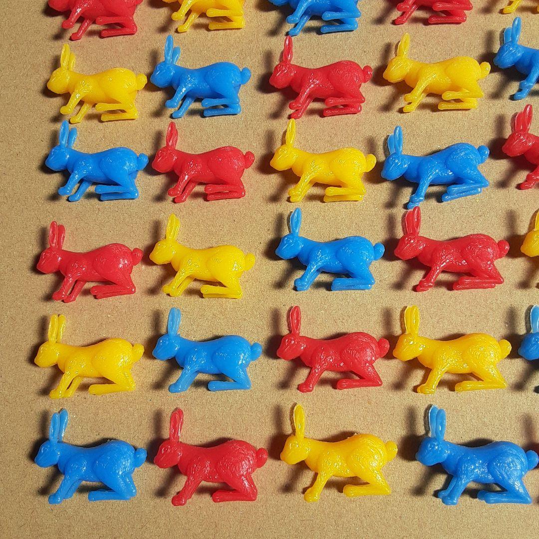 食玩　コリス　フエラムネ　おまけ　おもちゃばこ　豆動物　うさぎ　赤黄青　72点