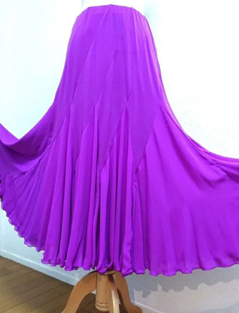 SALE☆チャコット　社交ダンス スカート L 紫 シフォン 定価45100円