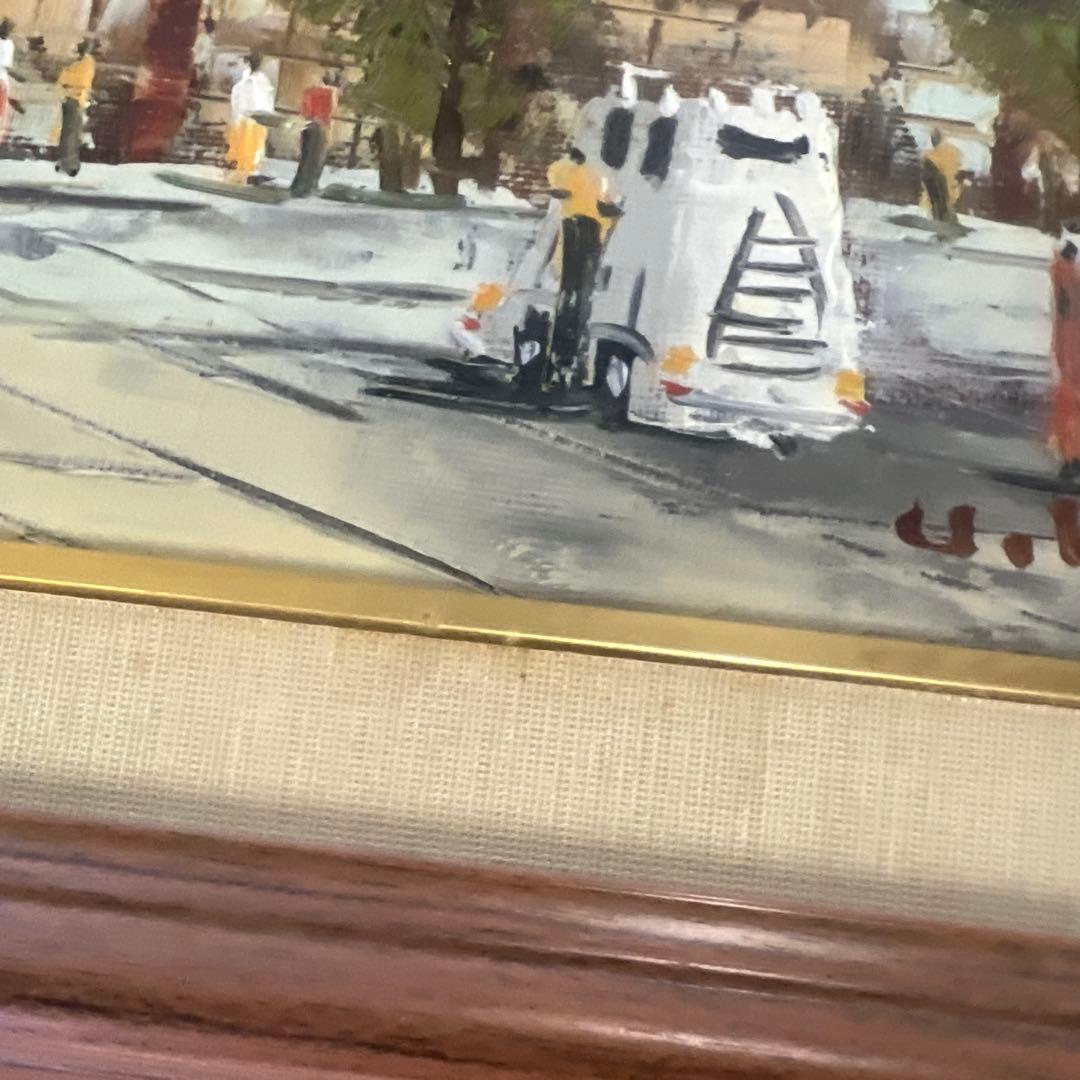 黒沢久 街角の風景 油彩画 サインあり
