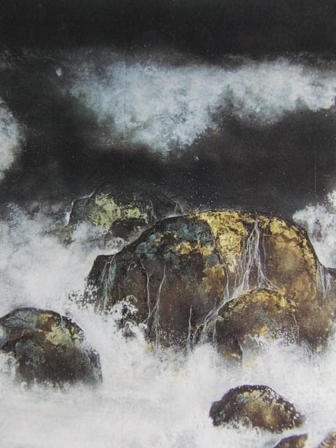 木村圭吾、【波濤】、希少な額装用画集より、新品額装付、状態良好