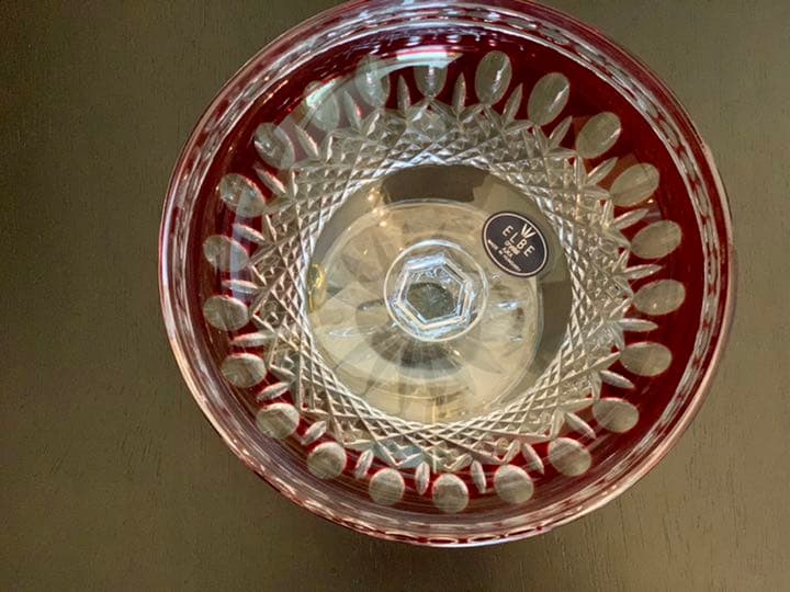 ELBE クリスタル　レア　クラレンドン ルビー ラウンドコンポート