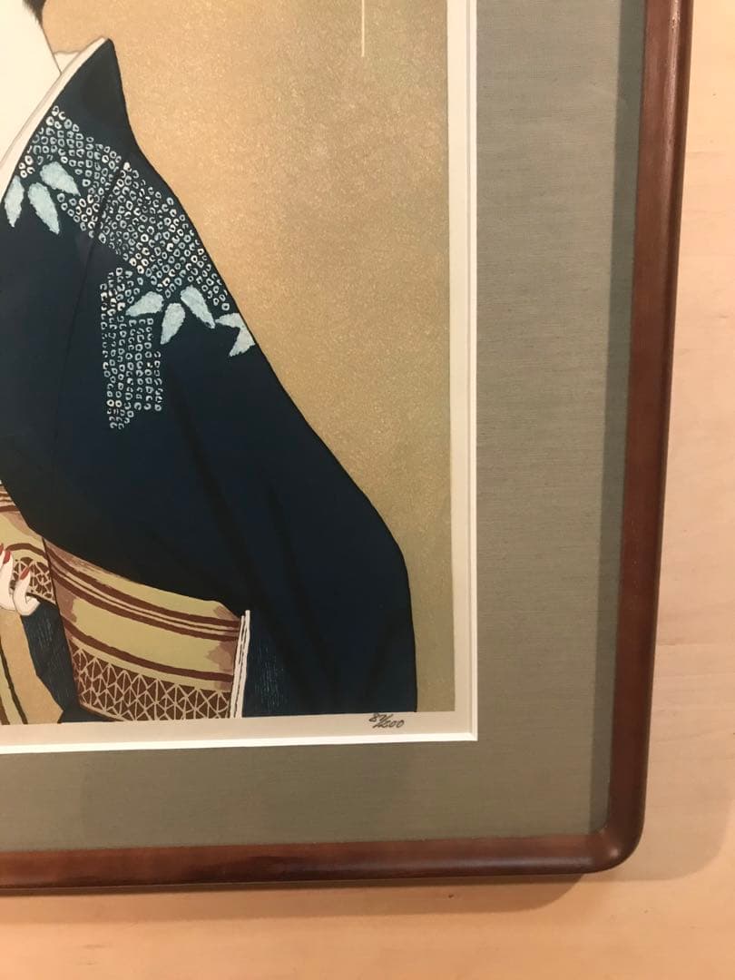 高沢圭一　「帯」　木版画　刷り込みサイン・作品証明シール有り