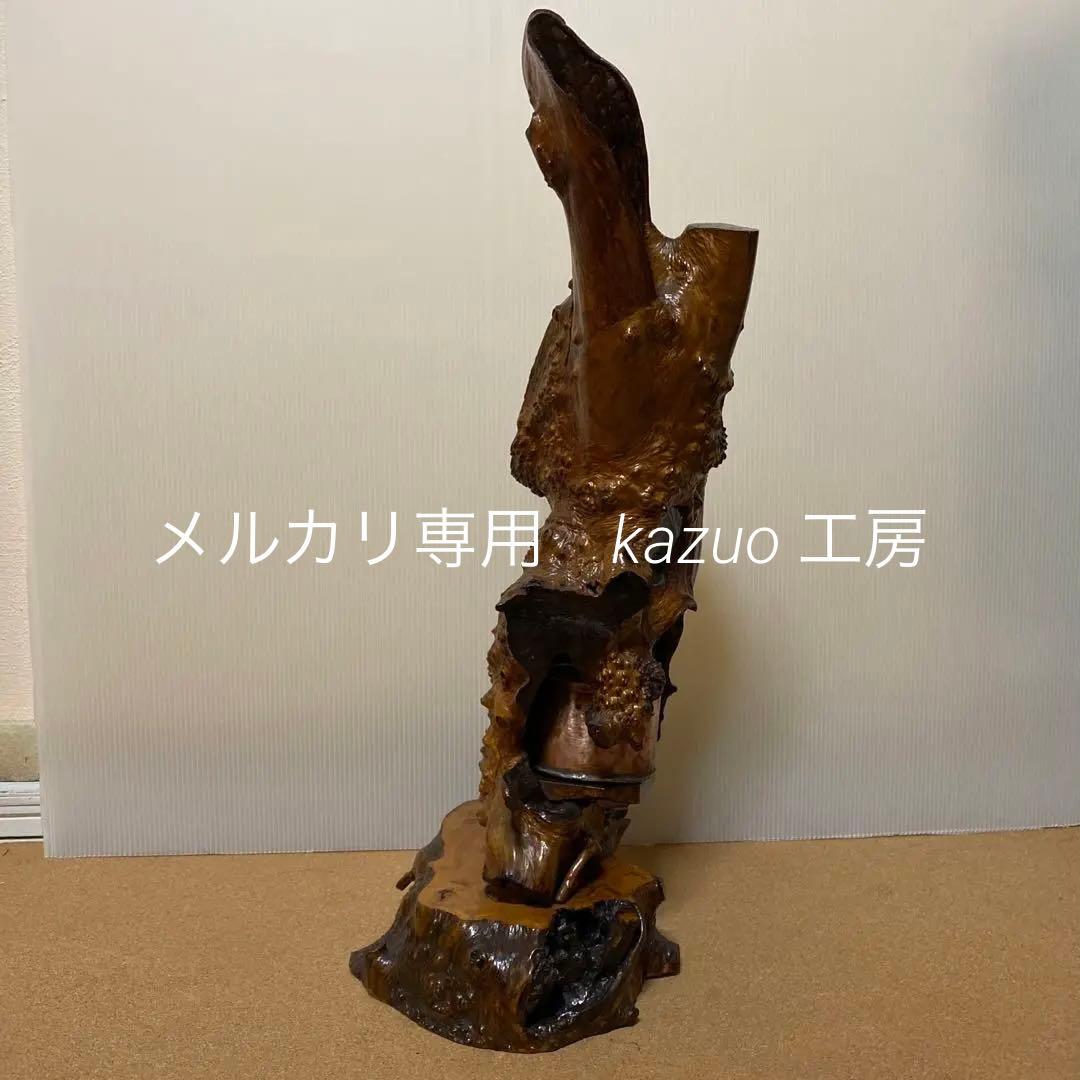 特上　台座一体型花器・置物　木工工芸品　　ハンドメイド