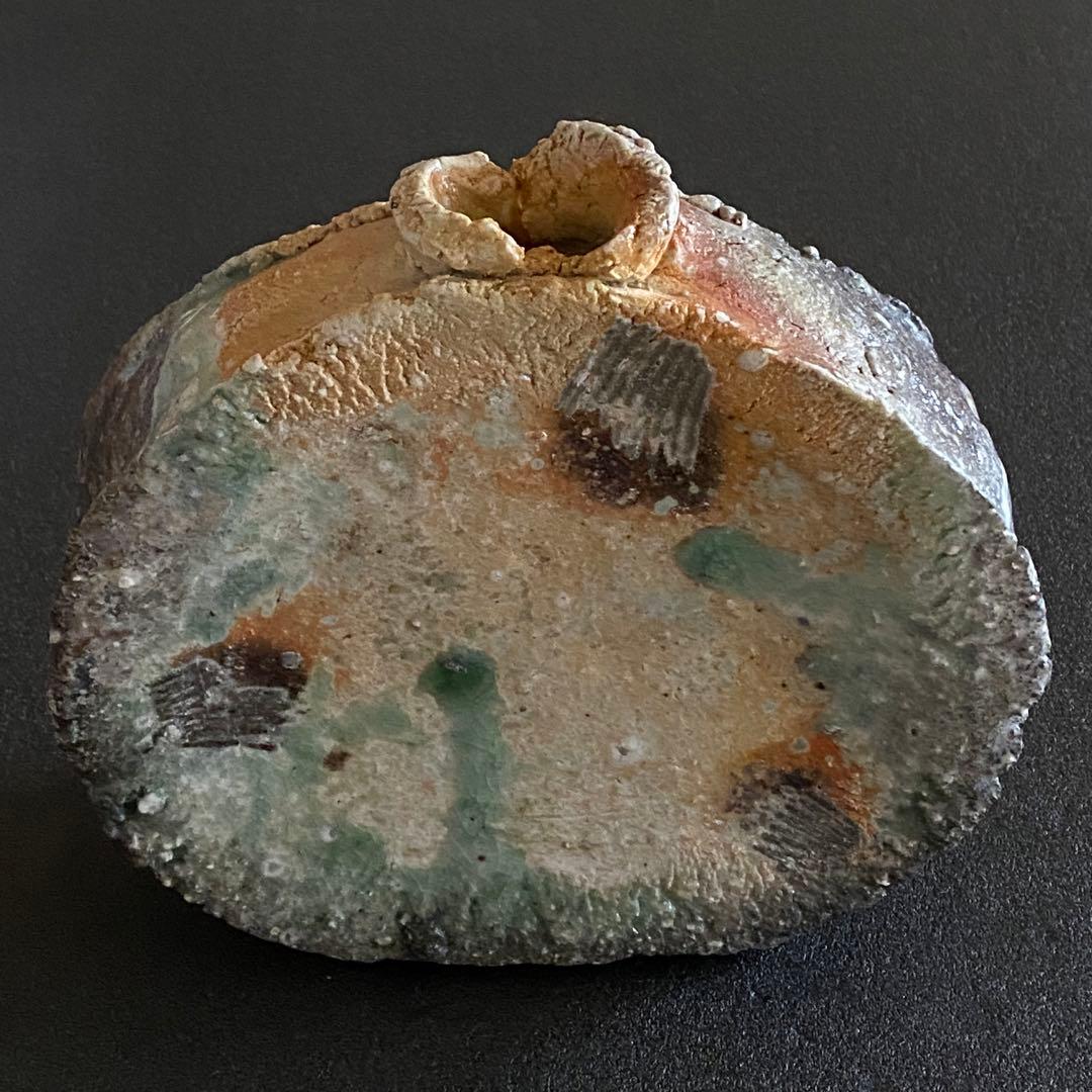 信楽焼　扁壺　花瓶　花器　井村侊生　　#3202