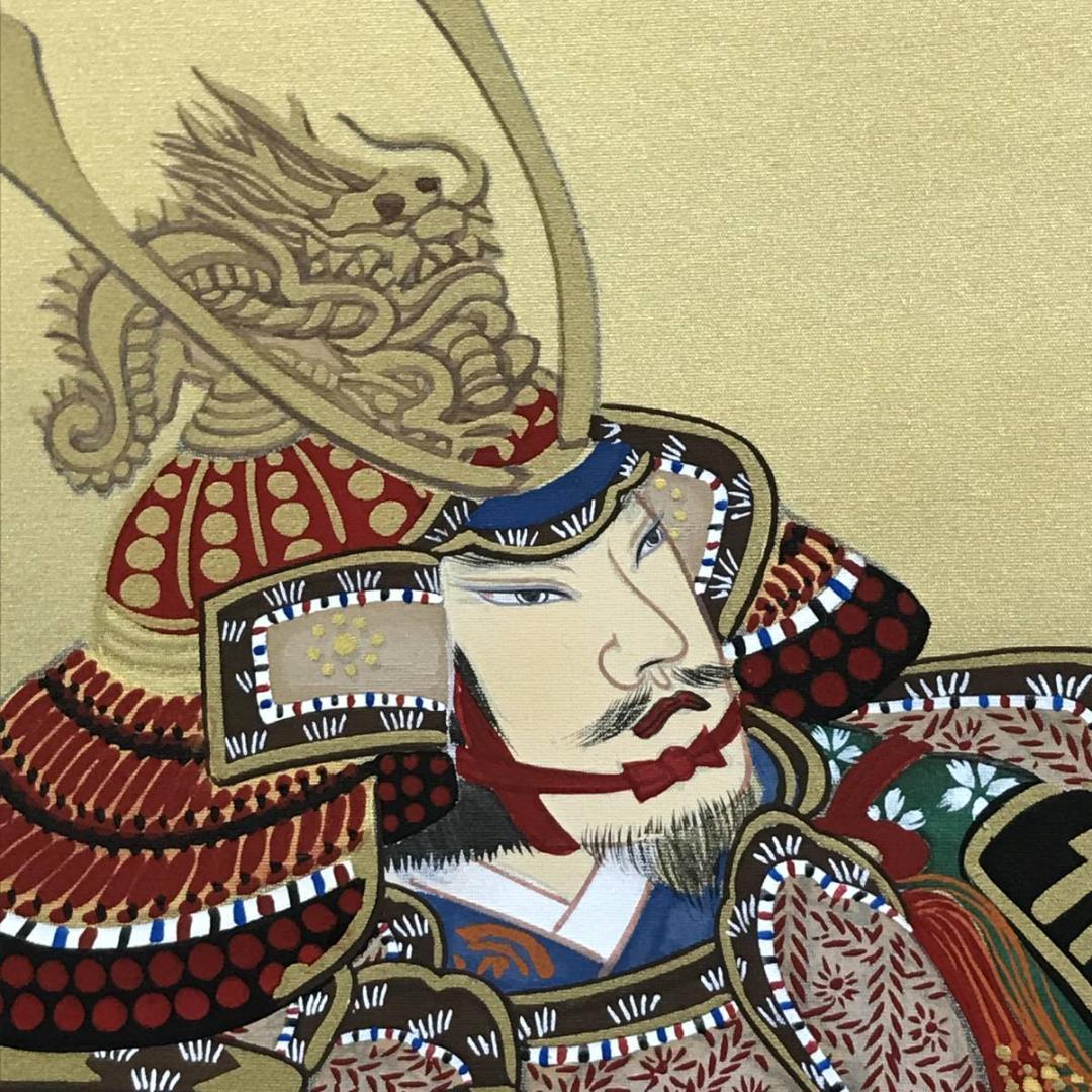 【真作】国井幸雪/富士馬上武者図/武者絵/掛軸/名家伝来/AD-370