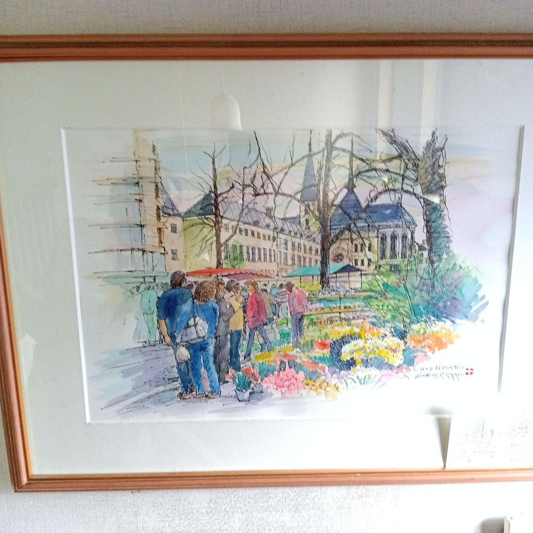 鶴　十帆　 59x77cm 水彩画