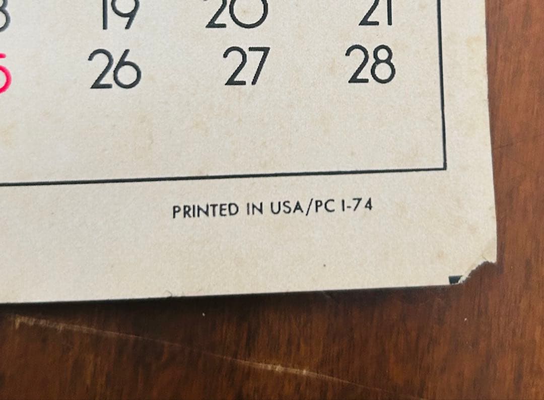 74' McDonalds Calendar マクドナルドカレンダー 当時レトロ