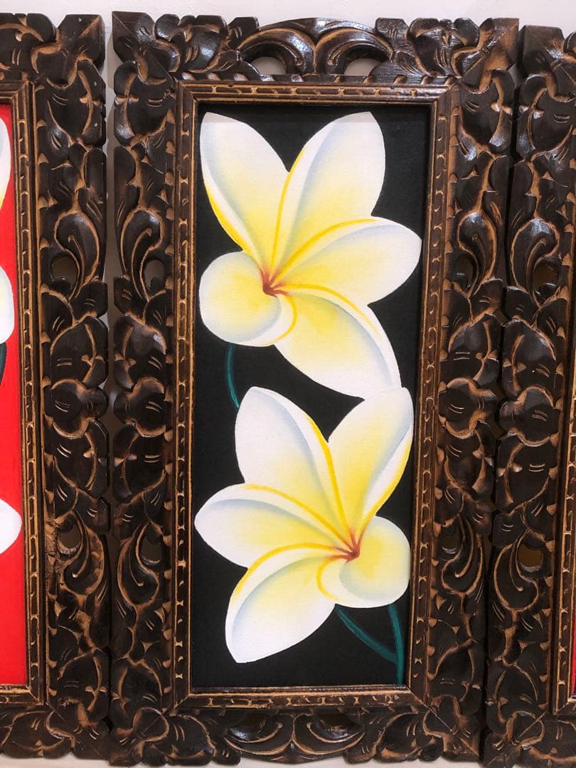 鮮やかで南国チックな飾りやすいサイズのバリ絵画！63/33cm