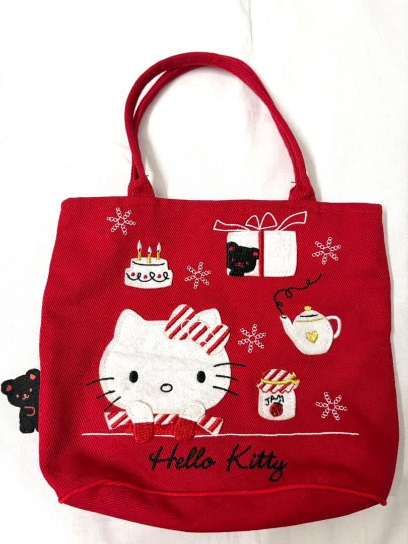 【希少】ハローキティ 2007年　刺繍 パッチワーク バッグ サンリオ