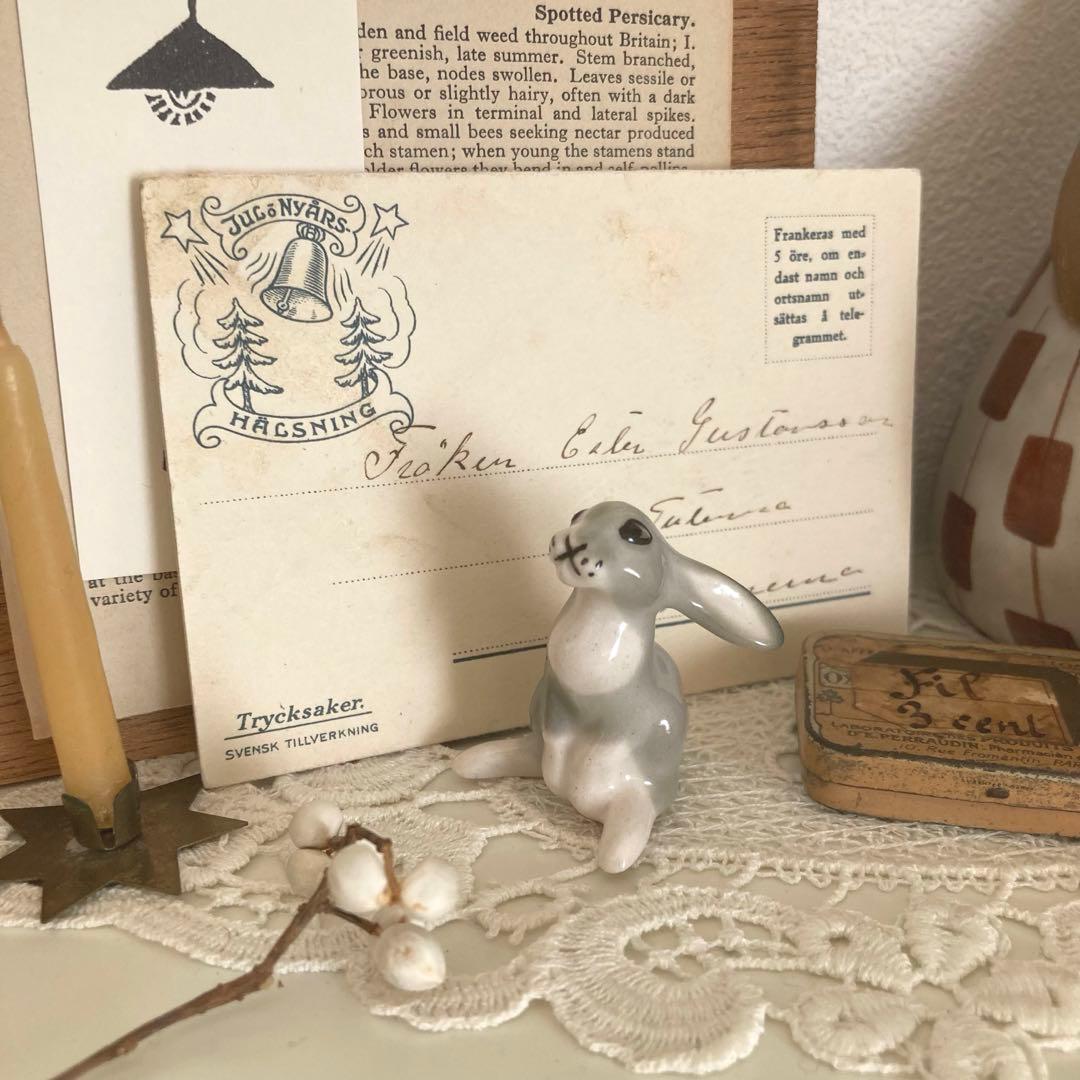 ロモノーソフ　ヴィンテージフィギュリン/フィギュア　希少な垂れ耳ウサギ　うさぎ