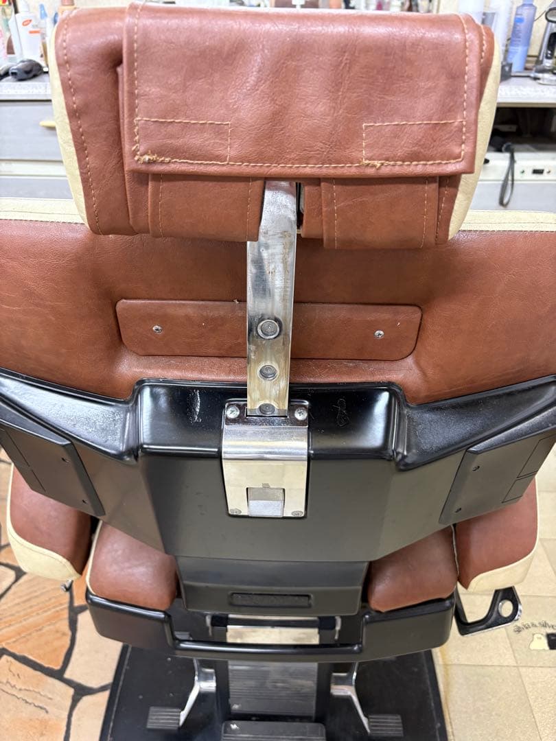 ブラウン バーバーチェア 合成皮革