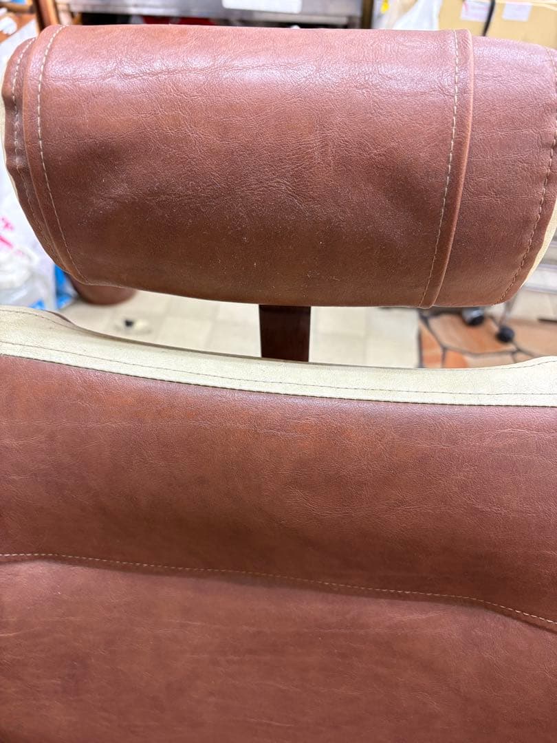 ブラウン バーバーチェア 合成皮革