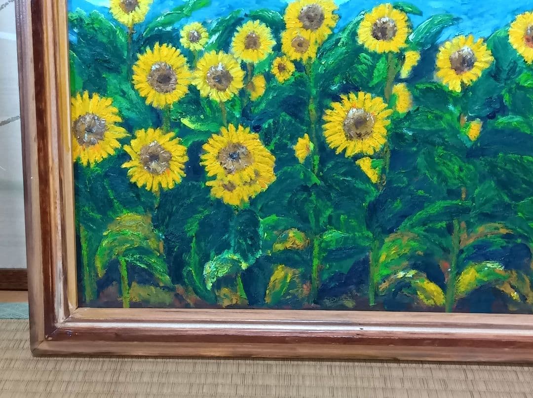 油絵 風景画 ひまわり【8月】【P8】