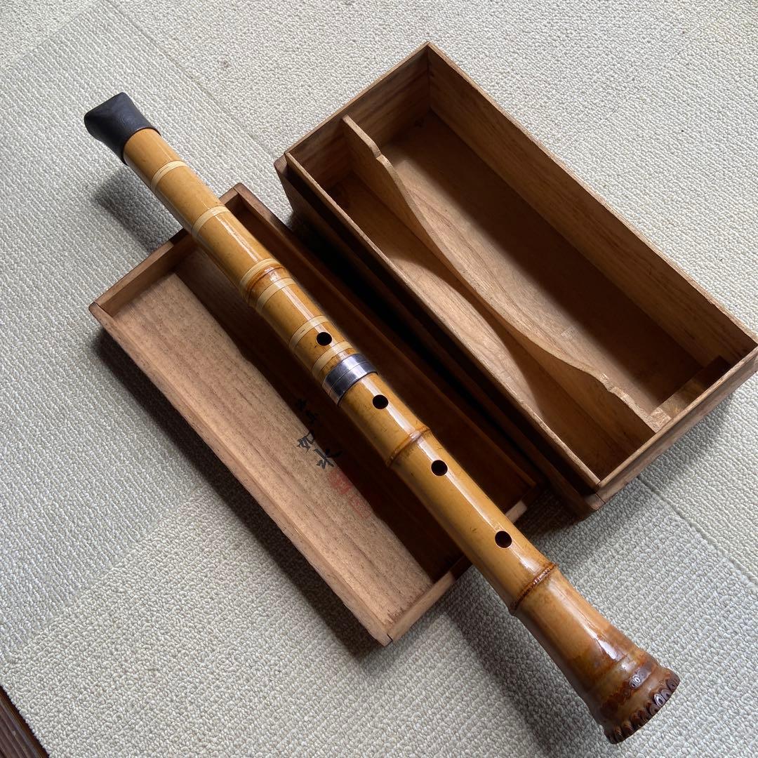 242⭐️値下げ　尺八一尺八寸管如水銘　とも箱つき