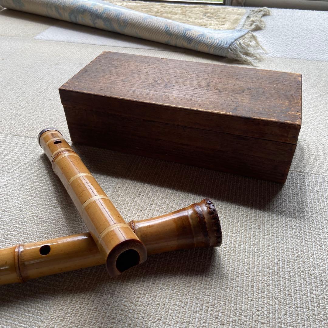 242⭐️値下げ　尺八一尺八寸管如水銘　とも箱つき