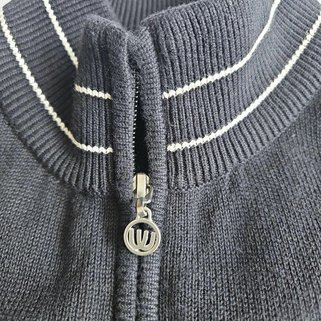 M-U SPORTS フルジップニット メンズ 黒　ゴルフウェア LL